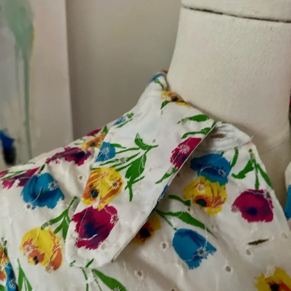 Vintage‎ Eyelet Embroidered Shirt Jacket - Picture 3 of 6